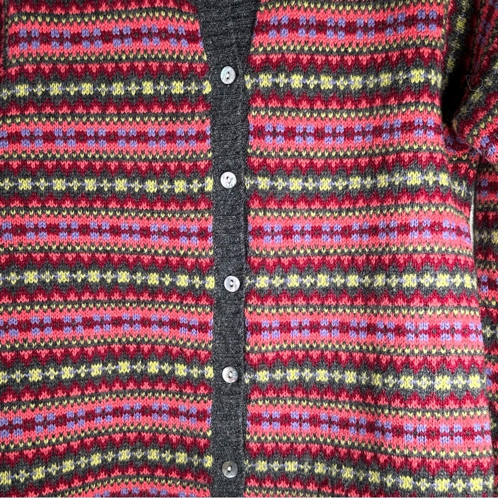 Brooks brothers Vintage Cardigan 100% wool Pink Red Gray Size Medium - Picture 9 of 10
